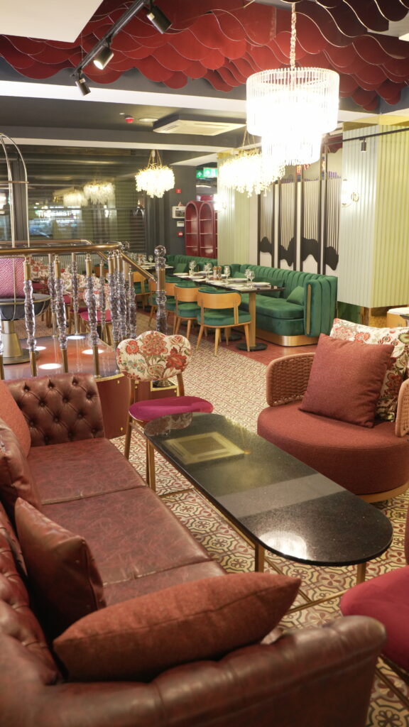 Warm and spacious interior of Lawin Kitchen restaurant in Enfield, London